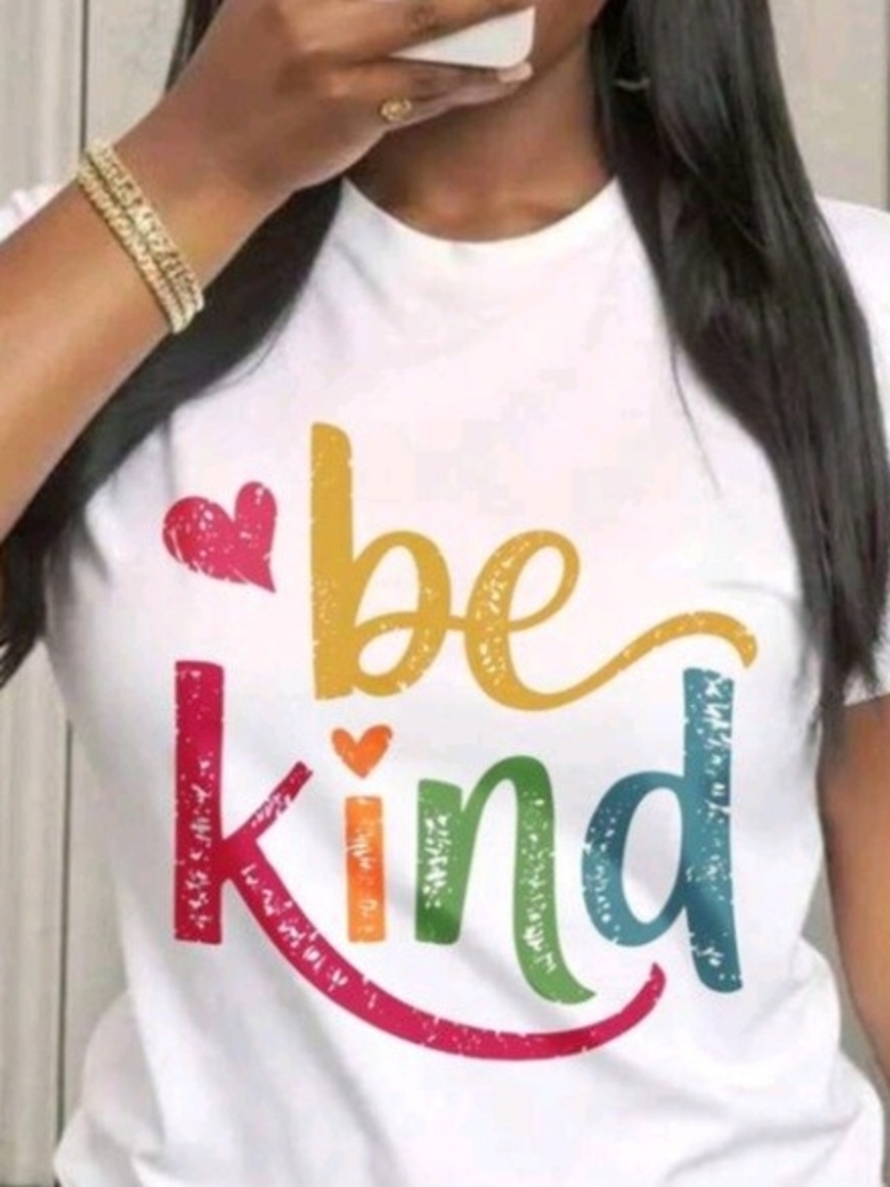 Be Kind Rainbow Graphic  T-Shirt - White